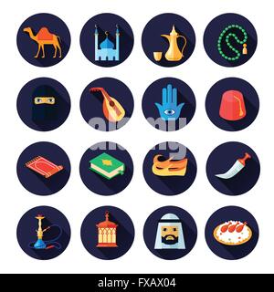 Arabische Kultur-Ikone flach Stock Vektor