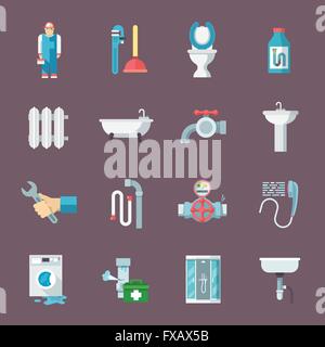 Sanitär Symbole set Stock Vektor