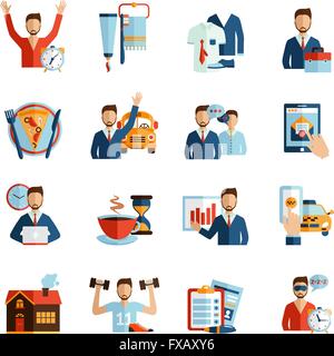 Tägliche Routine Symbole Mann Stock Vektor