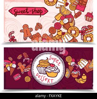 Konditorei-Vintage Candy-Banner-set Stock Vektor