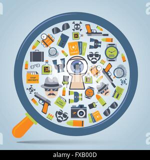 Spion-Konzept-Lupen-Symbol Stock Vektor