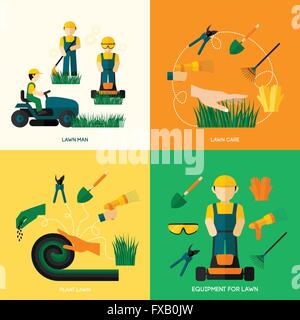 Rasen-flach-Set Stock Vektor