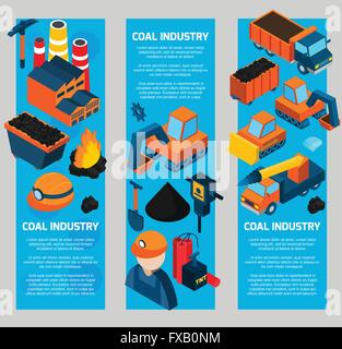 Kohle-Industrie isometrische Banner Stock Vektor