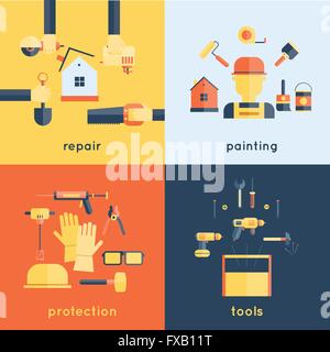 Home Repair Werkzeuge flach Stock Vektor