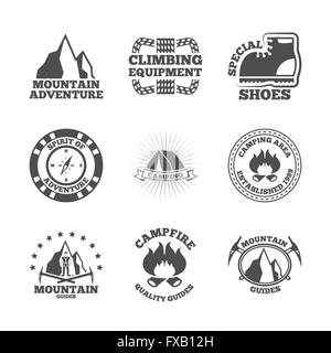 Mountine Kletterer Etiketten Satz Stock Vektor