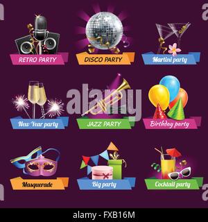 Party Embleme Set Stock Vektor
