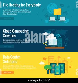 Datei-Hosting-flache Banner set Stock Vektor
