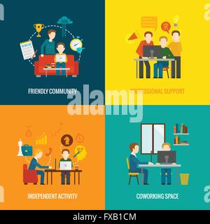 Coworking Center Flat Stock Vektor