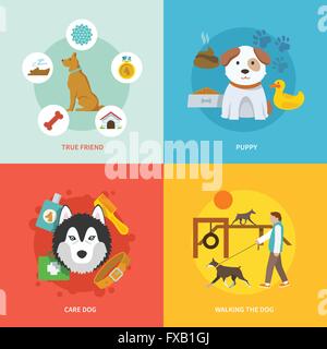 Hund-Icons-flach-Set Stock Vektor