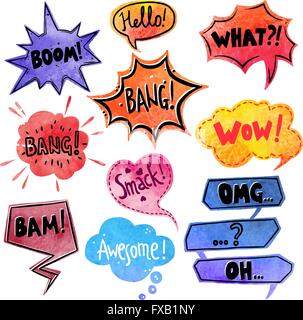 Aquarell-Comics-Bubble-Set Stock Vektor