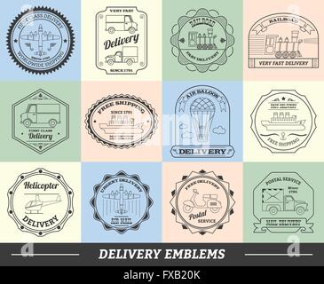 Lieferumfang-Embleme Stock Vektor