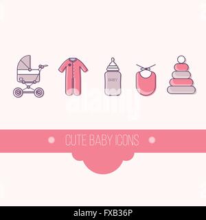 Baby Symbolsatz flach Vektor Stock Vektor