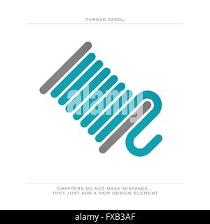Closeup Faden Spule Symbol isoliert auf weißem Hintergrund. Vektor-Nähen-Handwerk-Symbol. Stickerei und Mode Kunstwerk Objekt Zeichen. Stock Vektor