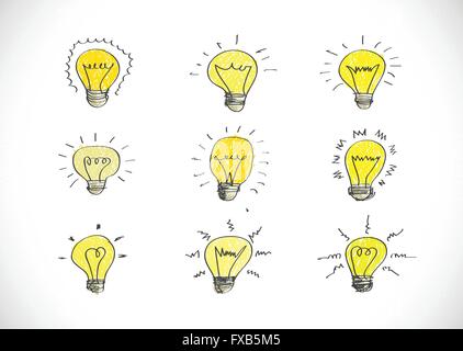 Symbol der Ideen Hand gezeichnete Glühbirnen Stock Vektor