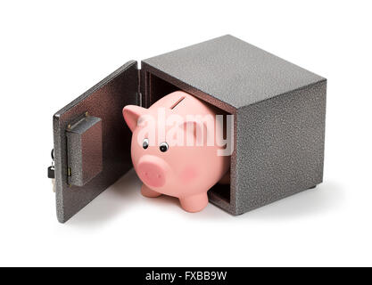 Piggy Bank in einem safe Stockfoto