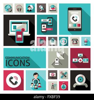 Kommunikation Icons Set Stock Vektor