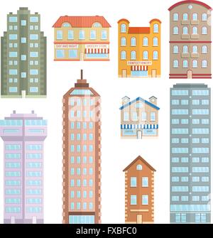 Wohnung Haus Icons Set Stock Vektor