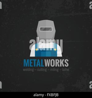 Metallbearbeitung-Symbol Plakat flach Stock Vektor