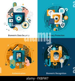 Biometrische Authentifizierung Set Stock Vektor