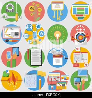 SEO-Ikonen stellen flach Stock Vektor