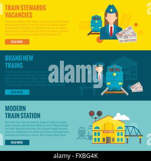 Eisenbahn-Banner-Set Stock Vektor
