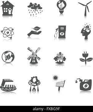 Ökoenergie Icons Set Stock Vektor