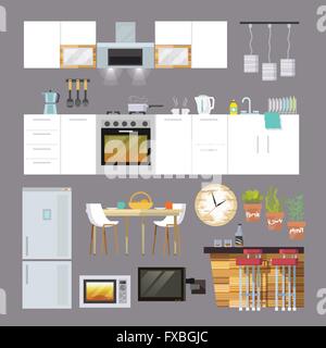 Küchenmöbel flach Stock Vektor