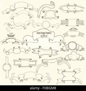 Handgezeichnete Bänder Set Stock Vektor