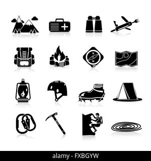 Klettern Icons schwarz Stock Vektor