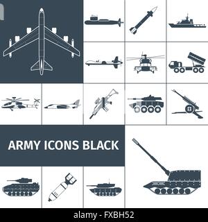 Armee-Icons-schwarz Stock Vektor