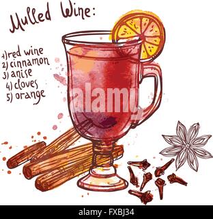 Glühwein Weinset Stock Vektor
