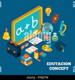 Isometrische Bildungskonzept Stock Vektor