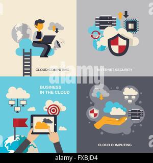 Cloud-Computing flache Set Stock Vektor