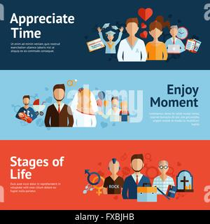 Phasen des Lebens Konzept Banner gesetzt Stock Vektor