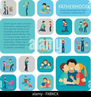 Vaterschaft flache Icons Set Stock Vektor