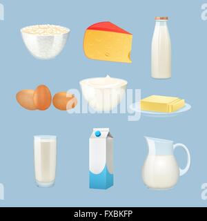 Milch-Produkte-Set Stock Vektor