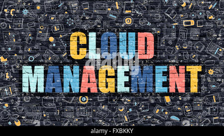 Cloud-Management in Multicolor. Doodle-Design. Stockfoto