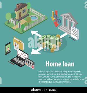 Bank Kredit isometrische Stock Vektor