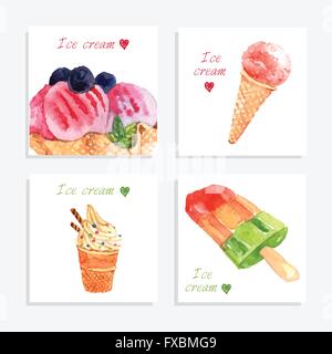 Eis-Aquarell Symbole Zusammensetzung banner Stock Vektor