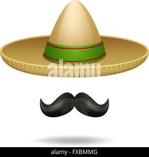 Sombrero und Schnurrbart Stock Vektor