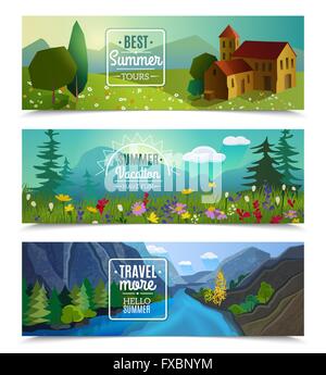 Sommer Landschaft horizontale Banner gesetzt Stock Vektor