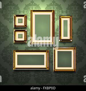 Goldenen Rahmen an Wand Stock Vektor