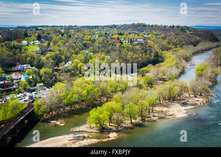 Blick auf den Potomac River aus Maryland Heights, in Harpers Ferry, West Virginia. Stockfoto