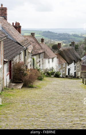 Haus auf Gold Hill Shaftsbury Dorset UK, die Hovis Hill verwendet für die 1970er Jahre Hovis Brot TV advert Stockfoto