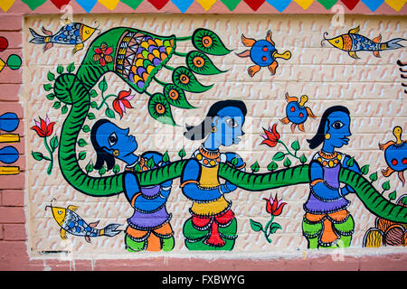 Pferd Reiten König, Painted Wall anlässlich des "Pahela Boishak, die Bengali New Year. © Jahangir Alam Onuchcha / Alamy Stockfoto