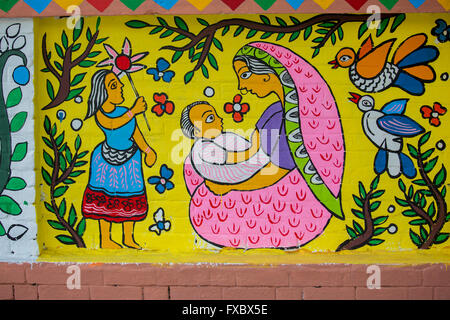 Pferd Reiten König, Painted Wall anlässlich des "Pahela Boishak, die Bengali New Year. © Jahangir Alam Onuchcha / Alamy Stockfoto