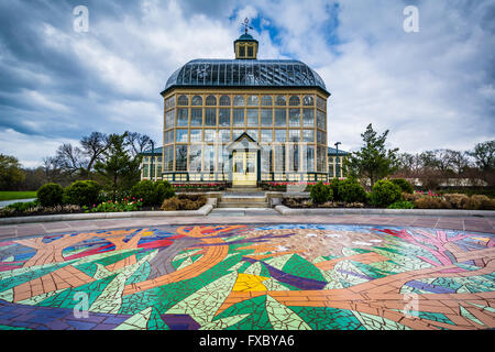 Wandbild auf dem Boden und Howard Peters Rawlings Konservatoriums Druid Hill Park in Baltimore, Maryland. Stockfoto