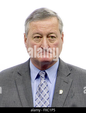 Philadelphia, Pennsylvania, USA. 12. April 2016. Bürgermeister Jim Kenney (Demokrat von Philadelphia, Pennsylvania) macht Begrüßungsrede an die Medien während der Frühling begehbare für 2016 Democratic National Convention im Wells Fargo Center in Philadelphia, Pennsylvania am Dienstag, den 12. April 2016.Credit: Ron Sachs/CNP. © Ron Sachs/CNP/ZUMA Draht/Alamy Live-Nachrichten Stockfoto