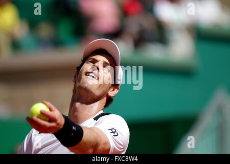 Monte Carlo, Monaco. 14. April 2016. Rolex-Monte Carlo Masters Tennis: Andy Murray in Aktion gegen Benoit Paire im Monte-Carlo Country Club. © Aktion Plus Sport/Alamy Live-Nachrichten Stockfoto