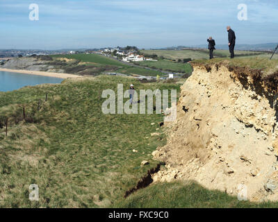 Land-Schlupf an Klippen in Weymouth, Dorset, Großbritannien Stockfoto